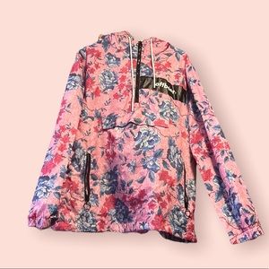 Half zip up floral windbreaker